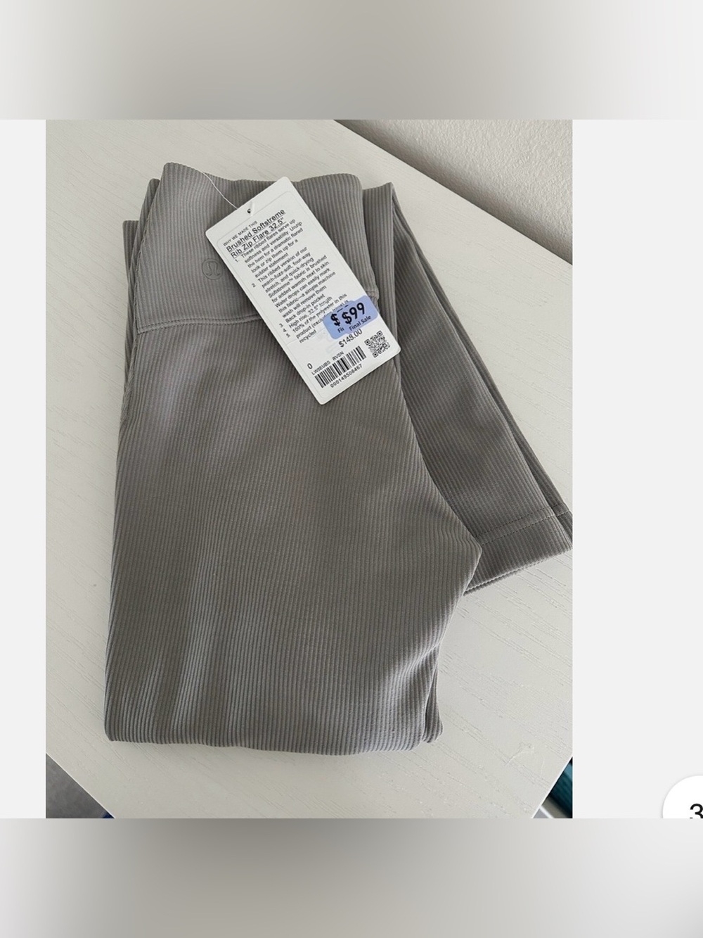 Lululemon Softstreme Brushed Ribbed Zip-Front Flared Pant, Size 4
